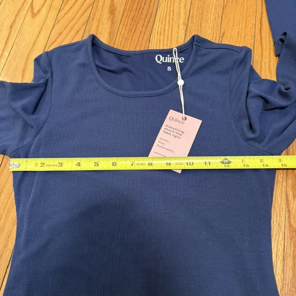 Quince NWT Tencel Rib‎ Knit Long Sleeve Midi Dress in Navy Blue Size Small - Image 8