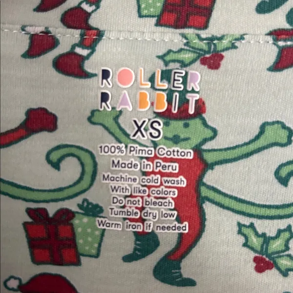 Roller Rabbit Monkey Mas Polo Christmas Pajama Top in Mint Green - Image 4