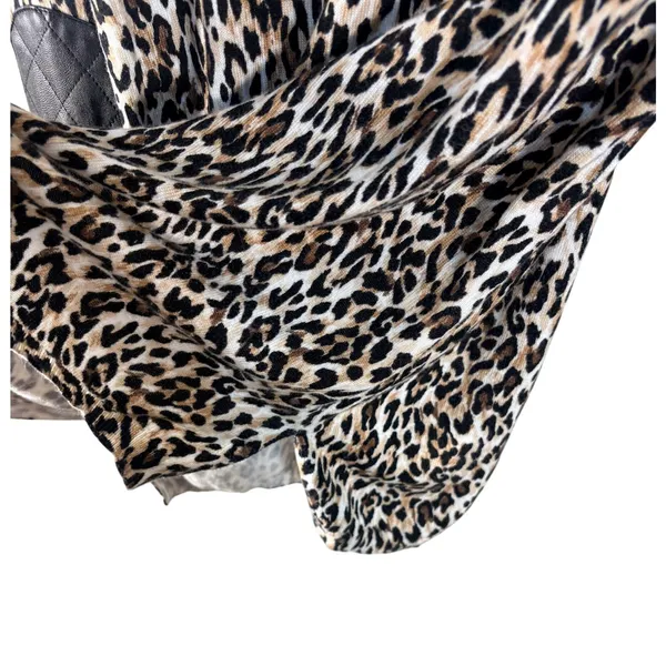 White‎ House Black Market Leopard Print Sweater XL Faux Leather Elbow Patches - Image 10