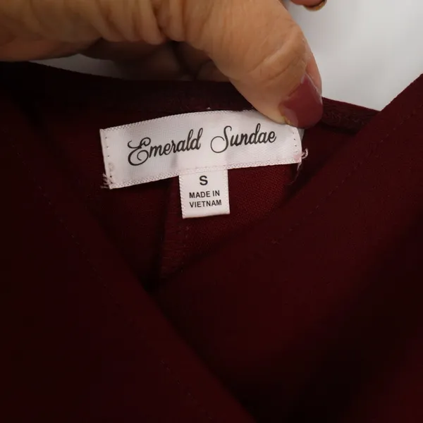 Emerald Sundae Maxi Dress Womens S Burgundy Wrap Front High Slit Excellent - Image 2