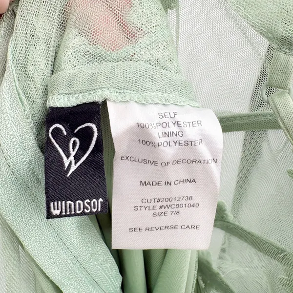 Windsor Womens Fatima Sage Green Embroidered Tulle Fairycore Prom Gown Dress 7/8 - Image 7