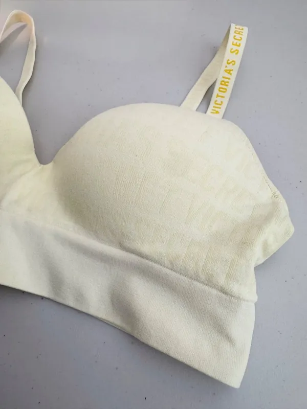 Victoria’s Secret Perfect Comfort Bralette Large Yellow Padded Logo Longline - Image 4