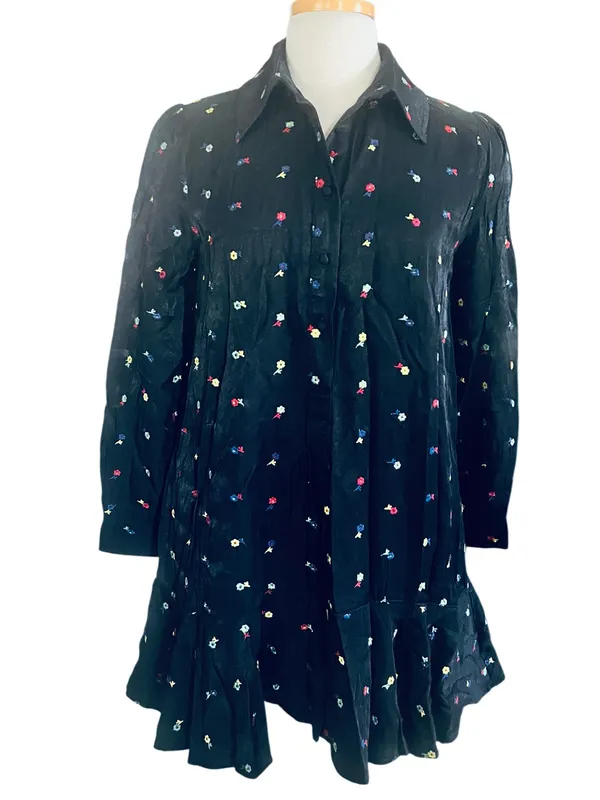Tuckernuck Callahan Shirt Dress Navy Blue Embroidered Size Medium NWT - Image 5