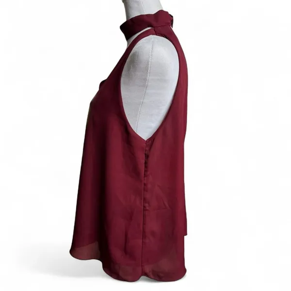 Wet Seal Maroon Choker Neck Sleeveless Blouse Medium Y2K Office Siren - Image 6
