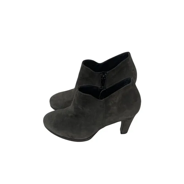 Paul‎ Green Jazzy Suede Ankle Booties Heeled Charcoal Grey Side Zip Size 5.5 - Image 3