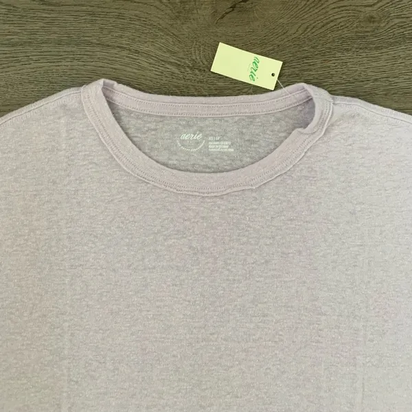 Aerie 'Shore Thing' Linen Blend Lightweight T-shirt -‎ Size XS - Lavender - NWT - Image 6