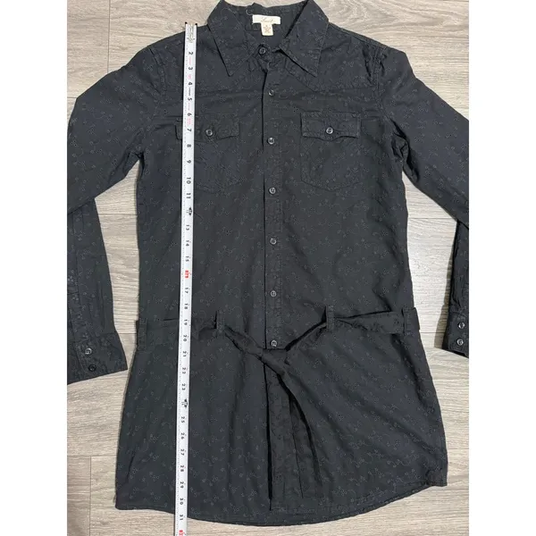 Levis Shirt Dress M Black Eyelet Embroidered Western Tunic‎ Tie Belt Cottagecore - Image 8