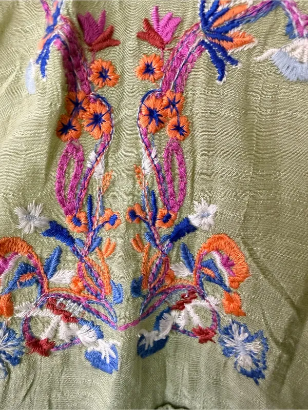 Entro Embroidered Tan Sleeveless V-Neck Tunic Top - Image 3