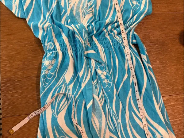 Lilly Pulitzer Blue Wave-Print Women's Swim Cover-Up Dress Small EUC - Image 9
