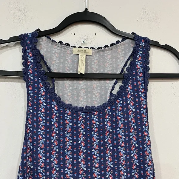 Matilda Jane Blue Floral Beyond The Horizon Racerback Tunic Tank Top Medium - Image 2