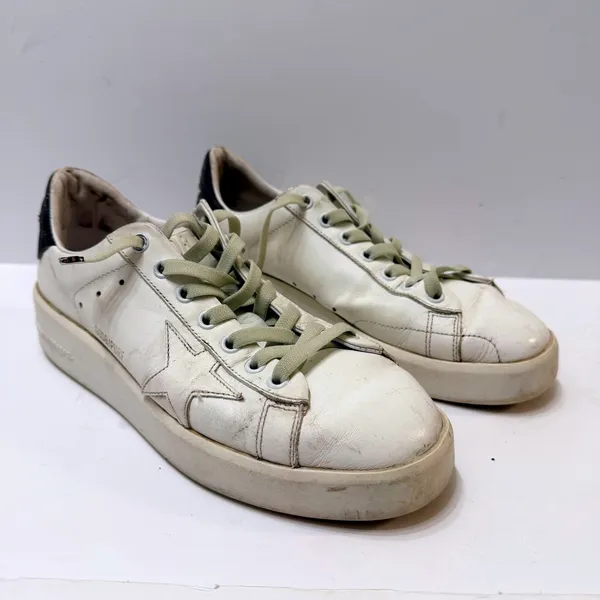 Golden Goose PureStar Low Top Sneakers White Leather Glitter Heel Size 38 US 8 - Image 2