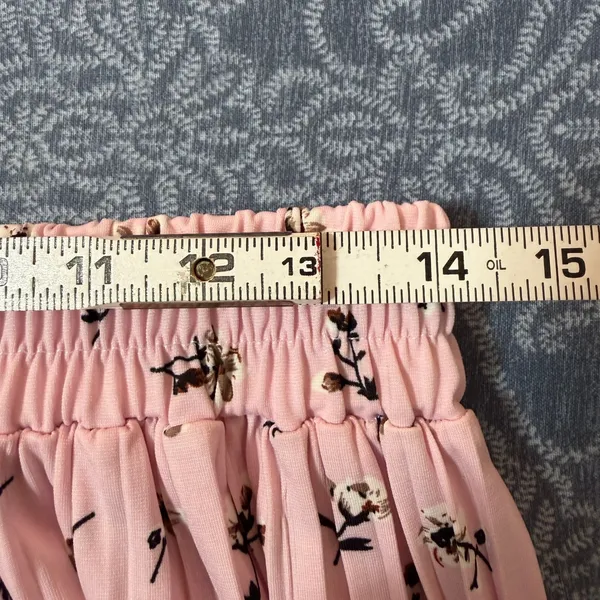 Coquette Cottagecore Pink Floral Maxi Skirt M Fairycore Boho Ditsy Pleated Long - Image 5