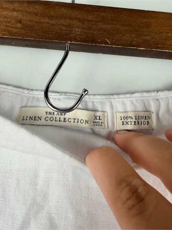 Abercrombie & Fitch Premium Linen Scallop-Hem Midi Skirt size XL white - Image 3