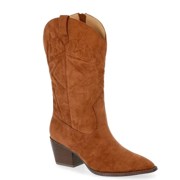 Time and Tru Women's Faux Suede Embroidered Western Boots, size 8 new - Image 2