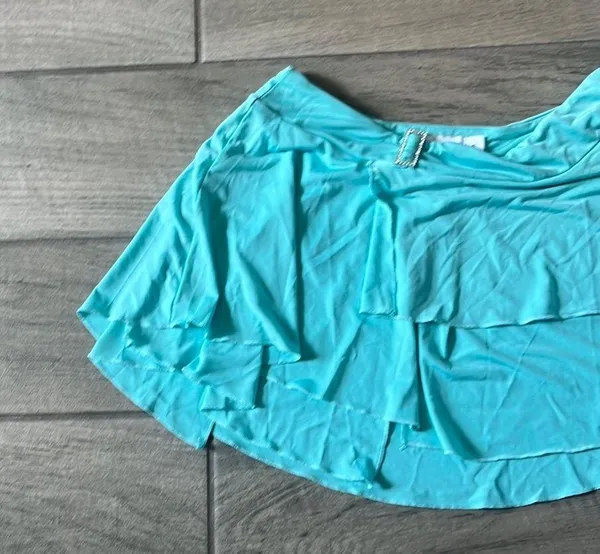 Tiger Mist Blue teal Ruffled Mini Skirt - Image 3