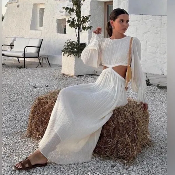 ZARA Maxi Cream white Dress - Image 7