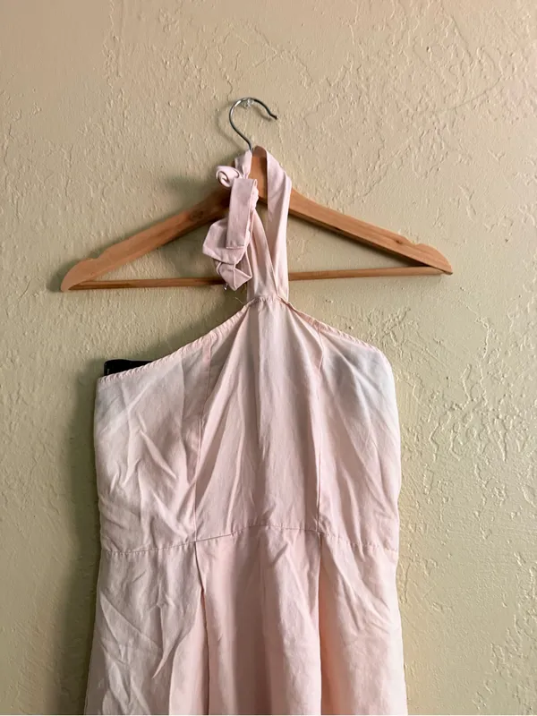 Soft Blush Halter Midi Dress pit to pit 15" - Image 2