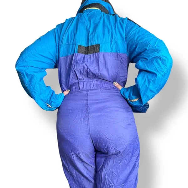 Vintage 90s Inside Edge Purple Blue One Piece Ski Suit‎ Youth XL Womens Fit Snow - Image 2