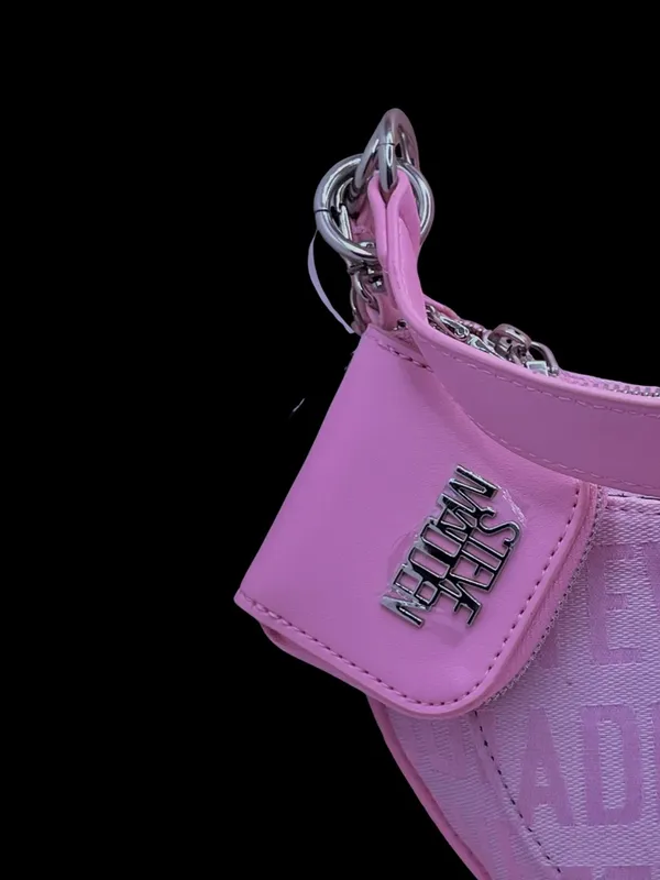 Steve Madden Pink Baguette Shoulder Bag Logo Print NWT - Image 2