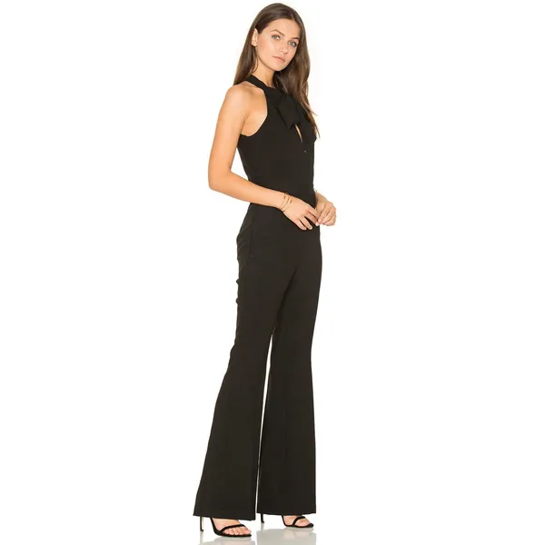 Line + Dot Freya Jumpsuit Halter Tie Wide Flare‎ Leg Black Sleeveless Women's L - Image 11