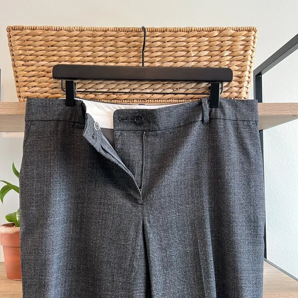 Ann Taylor High-Rise Plaid Stretch Virgin Wool Career Dress Pant Trouser, 14 - Image 7