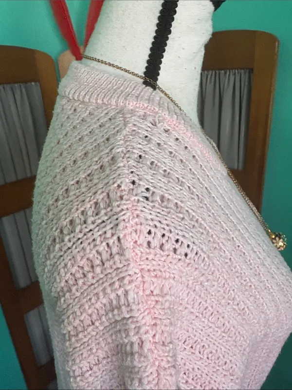 Time and Tru Light Pink Ribbed Crewneck Sweater - Image 5