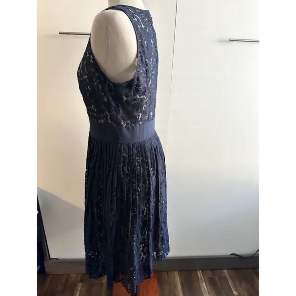 Eliza J Size 8 Navy Lace Dress Sleeveless Wedding Guest Cocktail Party Dress - Image 11