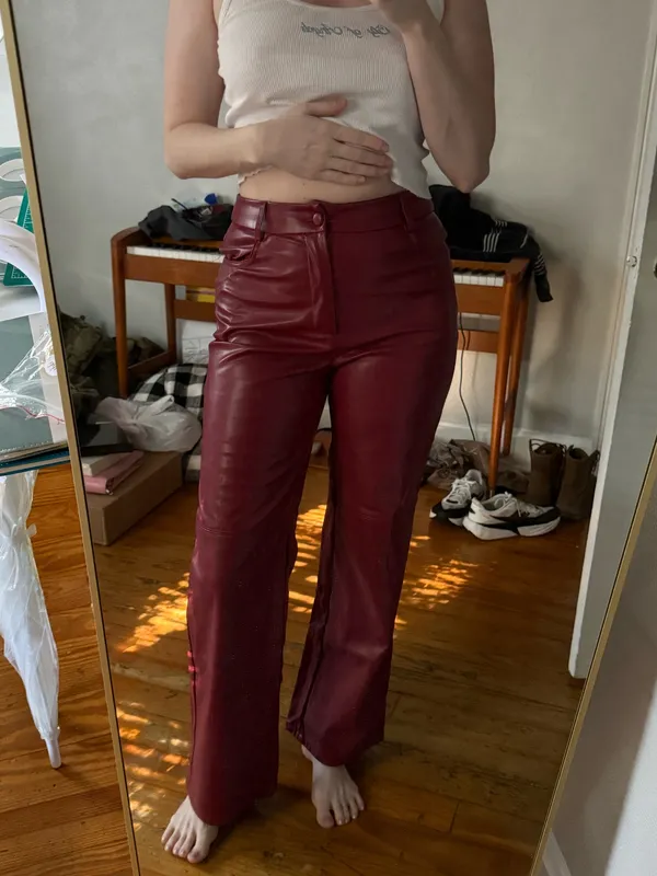 SHEIN Burgundy Faux Leather Pants - Image 4