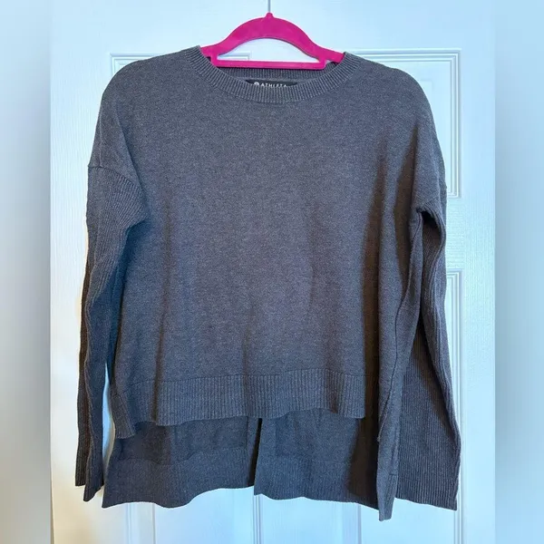 Athleta Highland Crossback Sweater Charcoal Gray Open Back Athleisure Womens S - Image 2