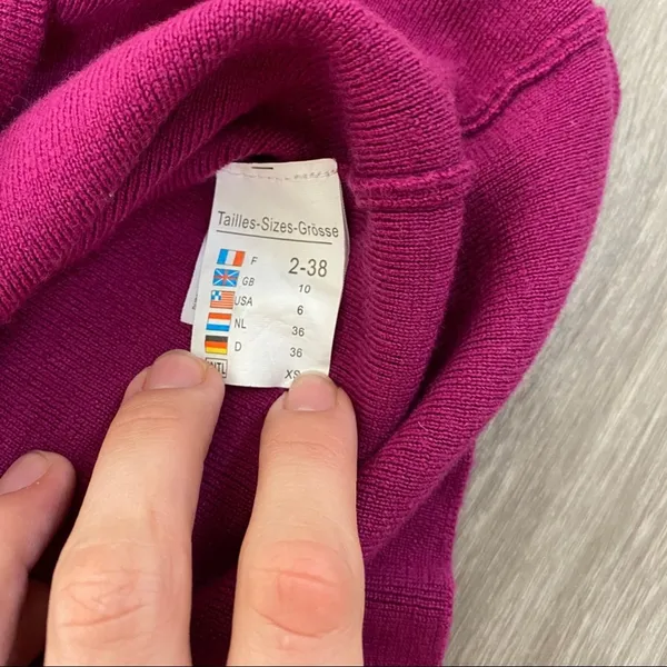 Saint James Raspberry Pink 100% Wool V Neck Sweater Size 6 - Image 9