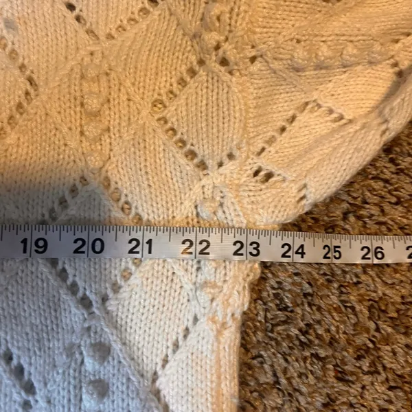LOFT White Diamond‎ Pattern Cable Knit Cowl Neck Sweater Size L - Image 4