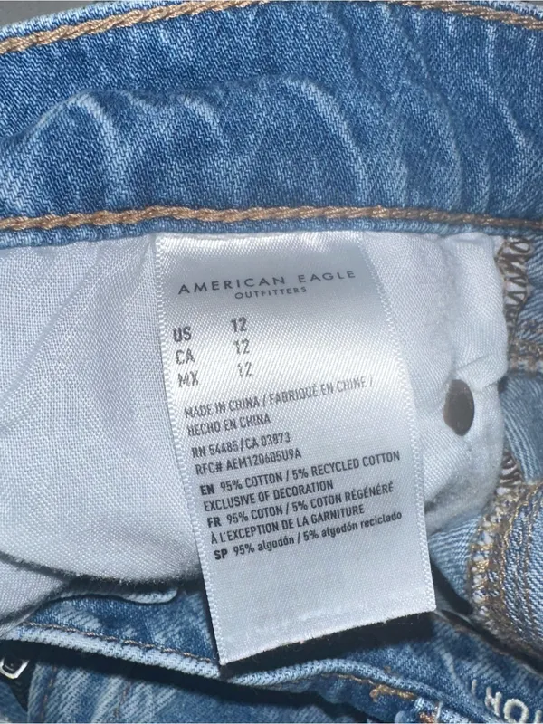 American Eagle Outfitters Distressed Mid-Blue Denim Cutoff Shorts Womens 12 - Image 3