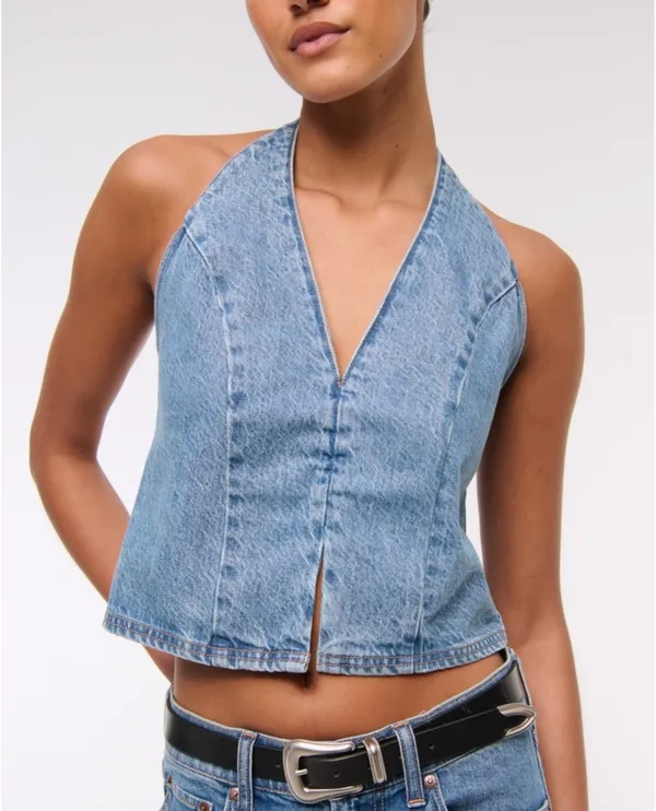 Abercrombie & Fitch Denim Halter Top - Image 3