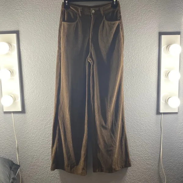 Yesstyle Dark Chocolate Brown Wide Leg Corduroy Pants - Image 3