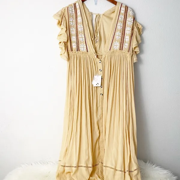 NWT Free People Will Wait For You Midi Dress Embroidered Ruffles Beach Small - Image 7