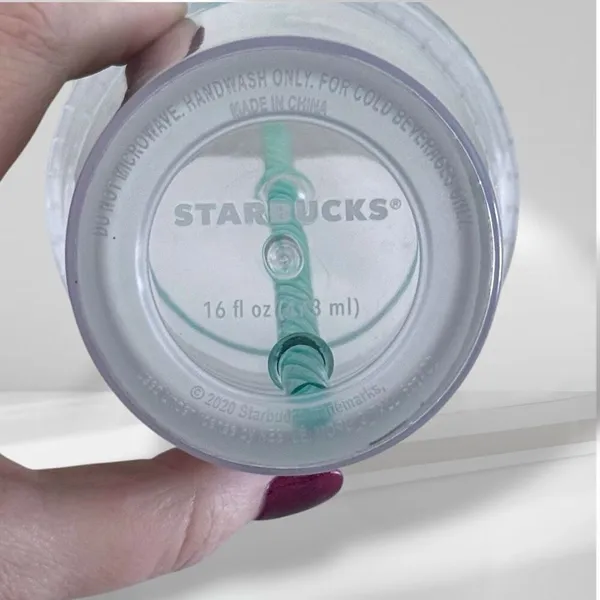 Starbucks 2020 Metallic Green Floral Tumbler 16oz - Image 6