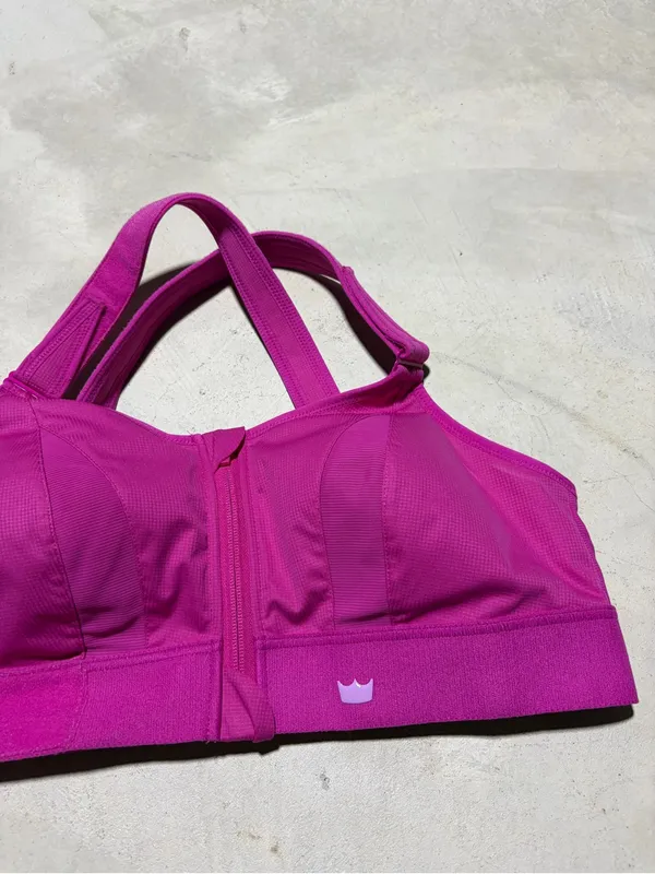 Shefit magenta pink front zip sports bra moisture wicking 1luxe - Image 2