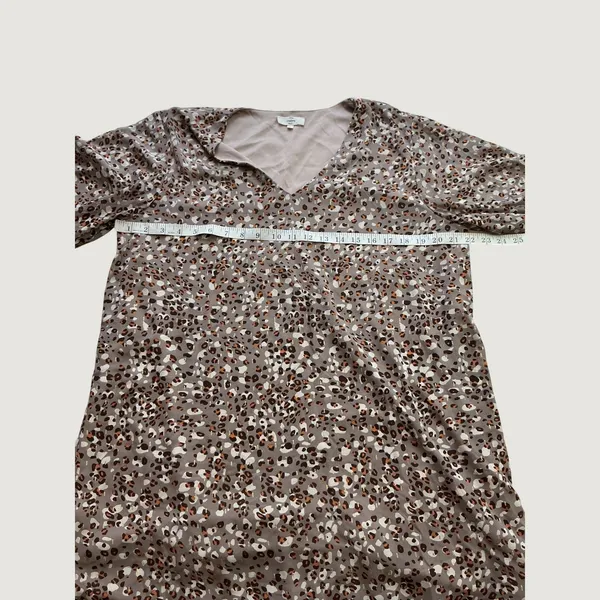 Entro Leopard Print Mini Dress Mauve Taupe V-Neck Balloon Sleeve D13289 Large - Image 6