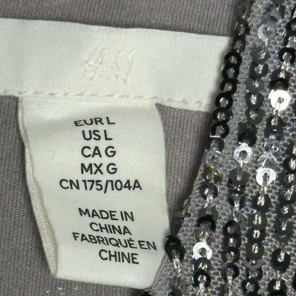 HM Silver Sequin Crop Top High Neck Sleeveless Back Zip Party Tank Large‎ - Image 3