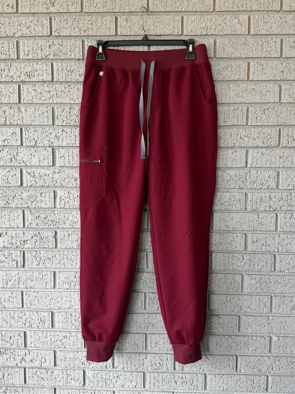 Figs Zamora Jogger Scrub Pants Burgundy Maroon Size Small - Image 3