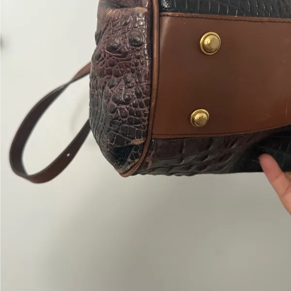 Brahmin Elisa Hobo‎ Sachel Bag Croc Embossed Leather Charm & Tassel - Image 6