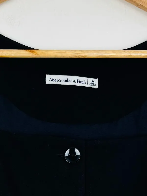 Abercrombie & Fitch square neck black button front vest with belt back. M - Image 3