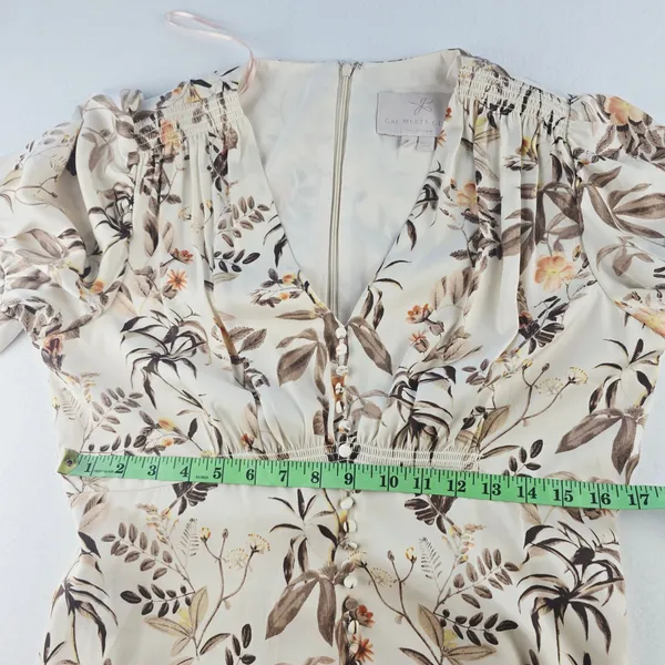 Gal Meets Glam 11G White Floral Midi Dress Puff Sleeve Button Front Size 12‎ - Image 11