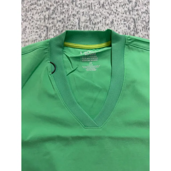 Landau Forward Womens‎ Scrub Top Nu Green Rib Knit V-Neck LT100 XS Regular NWT - Image 5