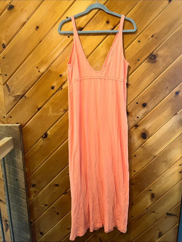 Free people essential tank tie front maxi dress in strawberry colada orange - Image 6