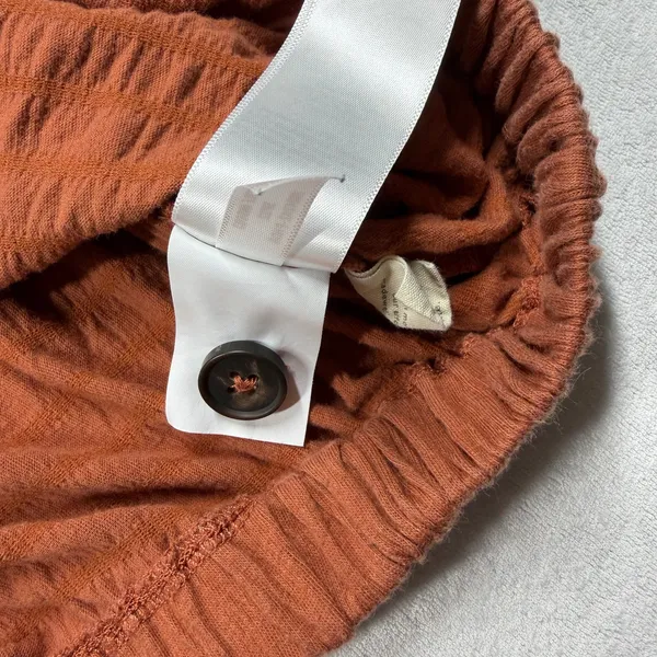 Madewell Crinkle Knit Button Front Crop Top Women’s Large Rust Orange - Image 4
