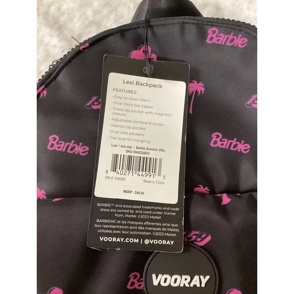 Barbie x Vooray Lexi Backpack‎ Black Pink Summer Vibe Mini Bag V04022BSV NEW - Image 7
