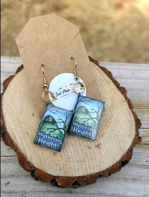 Wuthering Heights Book Earrings Literary Book Lover Dangle Earrings Handmade - Image 2