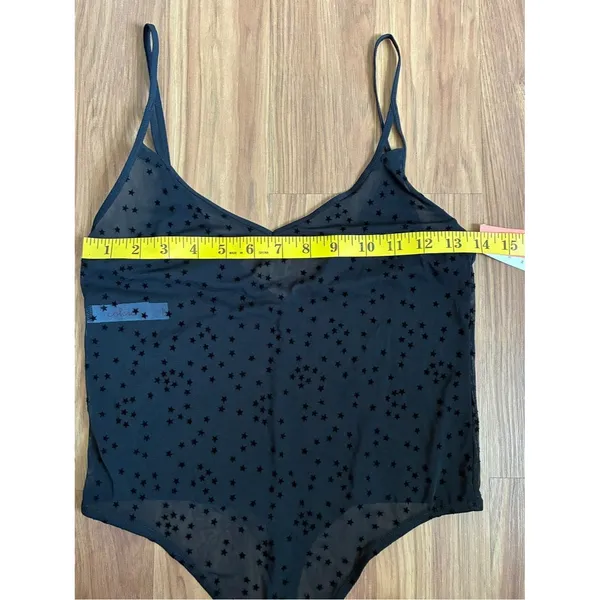 Colsie Sheer Star Flocked Mesh Thong Bodysuit NWT Size S - Image 8
