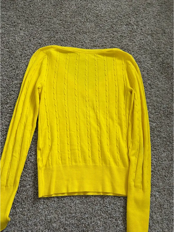 Yellow Cable Knit Y2K Sweater - Image 5